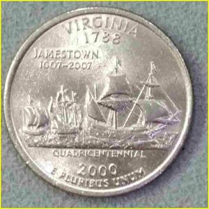 【アメリカ 50州25セント硬貨《バージニア州》/2000年】クォーターダラーコイン/50州25セント硬貨プログラム/The 50 State Quarters Progra