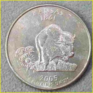 【アメリカ 50州25セント硬貨《カンザス州》/2005年】クォーターダラーコイン/50州25セント硬貨プログラム/The 50 State Quarters Program