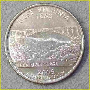 【アメリカ 50州25セント硬貨《ウェストバージニア州》/2005年】クォーターダラーコイン/50州25セント硬貨プログラム/The 50 State Quarter