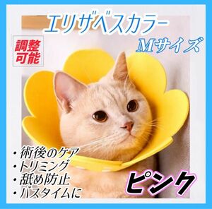 エリザベスカラー ピンク Mサイズ 猫 犬 ペット用品 傷口保護 舐め防止 引っ掻き防止