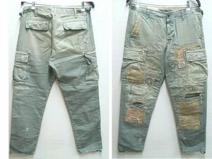 ●即決[W30]DENIM&SUPPLY 大戦モデル リペア ミリタリー カーゴパンツ 軍パン スリム デニム パンツ デニム＆サプライ■400