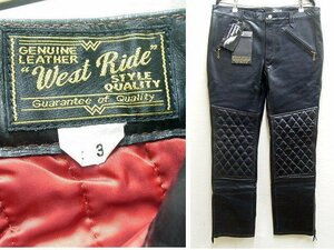 ●即決[W38]WESTRIDE WR1109-DPWB レザーパンツ パテッド 水牛革 バッファローレザー COMFORMAX RADIANT 赤キルティング WEST RIDE■R201