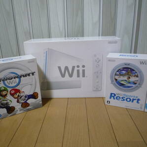 【ジャンク】任天堂 Wii 本体 ソフト セット★マリオカート ハンドル 同梱版★Wii スポーツリゾート モーションプラス 2個付★送料無料