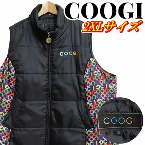 COOGI クージー ロゴ刺繍 マルチカラー 中綿ベスト 3Lサイズ ブラック