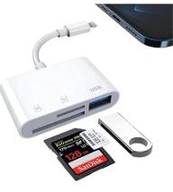 【2023MFi証品最新型】iPhone SDカードリーダー3in1 USB OTGカメラアダプタ双方向データ送信_画像1