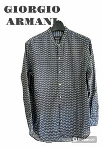 rrkk2871 美品 アルマーニ GIORGIO ARMANI 長袖 シャツメンズ Mサイズ相当 100%cotton MADE IN ITALY