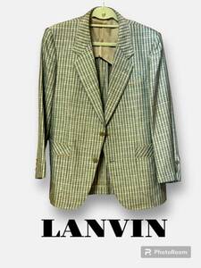 rrkk2853 ランバン LANVIN テーラードジャケット メンズ ポリエステル 麻 サイズR48-45 チェック ブレザー 