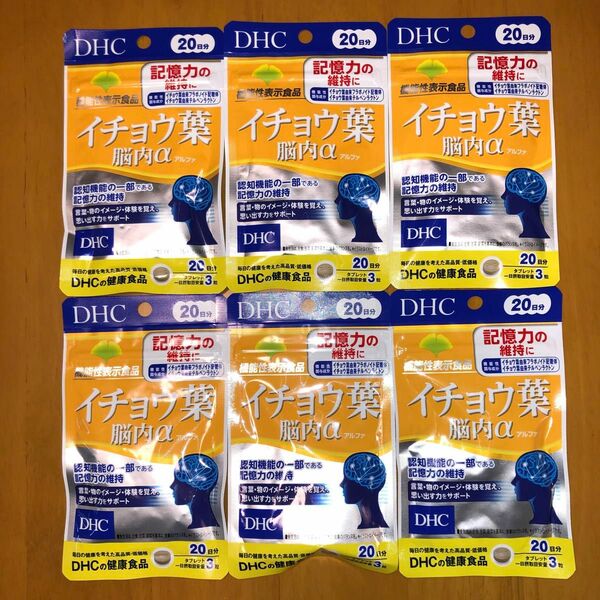 DHC イチョウ葉 脳内α 20日分 記憶力の維持 ディーエイチシーサプリメント 健康食品×6袋