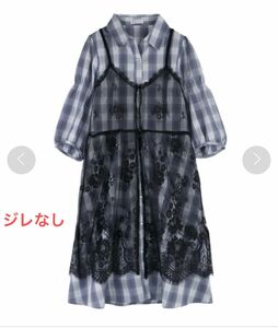 【新品ジレなし】axes femme レースジレ付きシャツワンピース　ブルー M 定価6,490円　【訳あり】