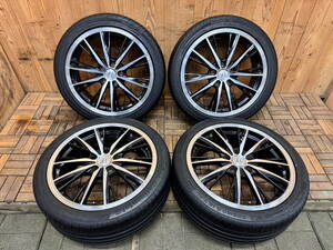 バリ山　ANHELO KLEITOS アルミホイールタイヤ付１８インチ７Ｊオフセット４２　225/40R18　215/45R18中古品　４本セットPCD114.3　５穴