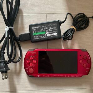 PSP3000本体 動作品レッド赤　バッテリーパック付充電アダプタメモリースティックソフト付プレイステーションポータブル