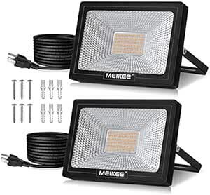 MEIKEE led 投光器 作業灯 看板灯 50W 電球色 集魚灯 駐車場灯 省エネ 高輝度 豪雨対応 工場 IP66防水 体育