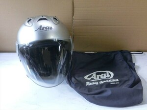 T【3ゆ-71】【100サイズ】Arai アライ/RAM3 ジェットヘルメット/Mサイズ 57-58cm/※素材劣化・擦れ傷有り