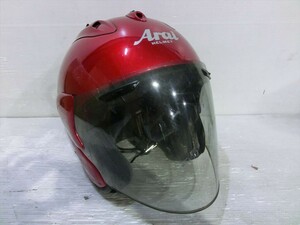 T【H4-88】【100サイズ】ARAI アライ/SZ-Ram2 ジェットヘルメット/Mサイズ 57-58cm/ワインレッド/※傷・汚れ有