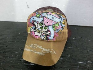 T【K4-20】【60サイズ】▲Ed Hardy エドハーディー/メッシュキャップ/メンズ/フリーサイズ/帽子/※使用感有り