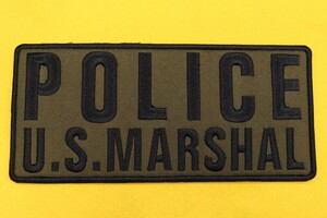 PA17新品 USMS USマーシャル US MARSHAL POLICE ワッペン 22x10cm オリーブドラブOD LOGO黒刺繍 ダブルマジック レプリカ 