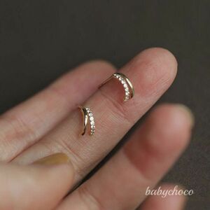 ピアス　高品質ダブルラインフープピアス　