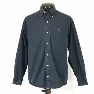 ラルフローレン/RALPH LAUREN★長袖ボタンダウンシャツ【メンズL/紺/navy】Tops/Shirts◆BH676