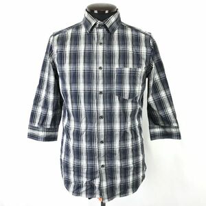 レノマ オム/renoma HOMME★半袖シャツ【メンズS/グレー×青/gray×blue/チェック】Tops/Shirts◆BH728