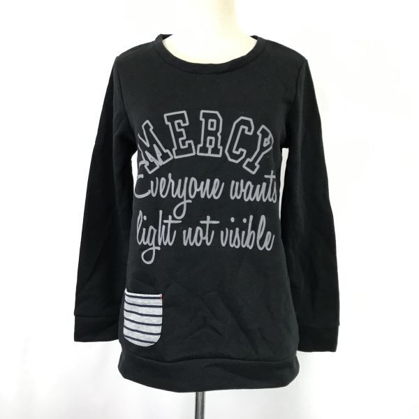 タグ付き未使用品★Lemon tree Favorite/レモンツリーフェバリット★ポケット付きトレーナー【レディースM/black/黒】裏起毛/TOPS◆BH745
