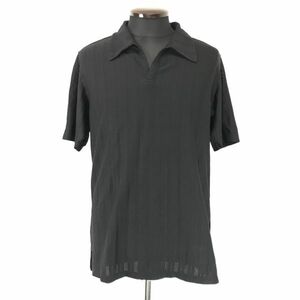 KENNETH COLE/ケネスコール★半袖ポロシャツ【メンズM/black/黒】薄手/ストライプ柄/Tops/Shirts◆BH760