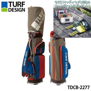 朝日ゴルフ TURF DESIGN ターフデザイン レトロポップ 帆布 キャディバッグ TDCB-2277 カーキ/コバルトブルー 2022年モデル 有賀園 ゴルフ