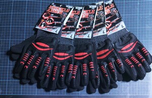 5双 セット Lサイズ 富士手袋 作業 手袋 ナックルアーマー C4 L 黒/赤 9900 5組 まとめ 