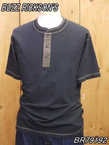 新品 バズリクソンズ スラブヤーン 無地 ヘンリーネック半袖Tシャツ ブラック XL BR79192 buzzrickson's