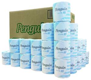 【ケース販売】丸富製紙 ペンギン トイレットロール 個包装 65m 1Rシングル 60 個入り