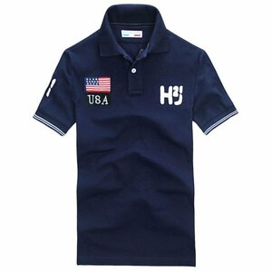 新品◆【格好いい】【通気品】メンズポロシャツHYDROGENハイドロゲン半袖TシャツネイビーL