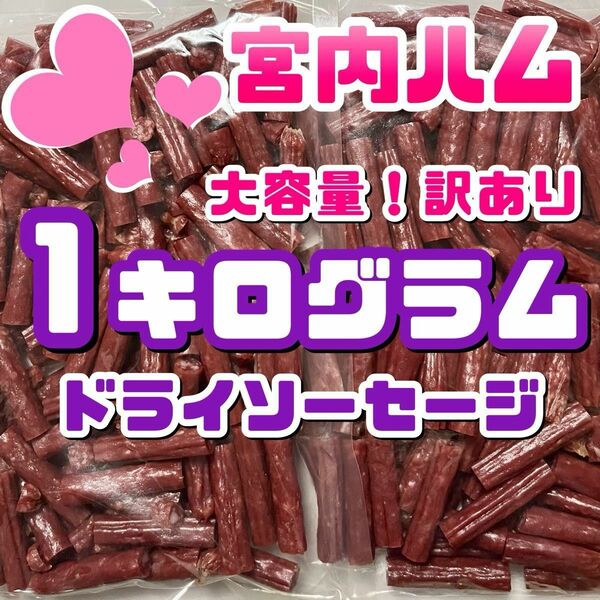 宮内ハム　大容量！訳ありドライソーセージ 1kg（500g × 2袋セット）