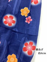 着物cocon子供浴衣 夏物 身丈98.5 裄49 綿 紺系【5-14-3K-2269-i】_画像7