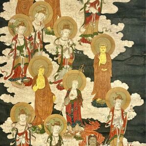 江戸時代筆 極彩色「十三仏」1枚|仏教美術 仏像 和本 古典籍 不動明王 仏画 十三佛