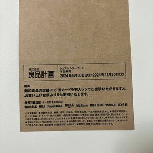 良品計画 シェアホルダーカード 無印良品 優待