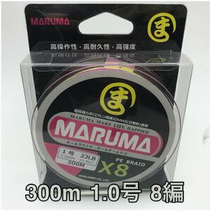 PEライン　maruma 8編 300m 1.0号 レインボー　8本編み　釣り糸　イザナス使用品