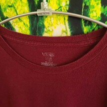 90s 90年代 ビンテージ VANS バンズ えんじ色 ダーク だぼだぼ ロゴプリント Tシャツ スケボー 半袖Tシャツ 男女兼用 _画像5