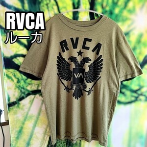 ルーカ RVCA カーキ 薄手 ビックプリント ロゴ 半袖 Tシャツ 半袖プリントTシャツ 古着 ビンテージ vintage スポーツ