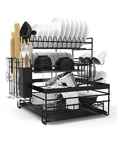  осушитель подставка 3 уровень посуда / палочки для еды установить / кухонный нож подставка / кухонная доска установить черный 
