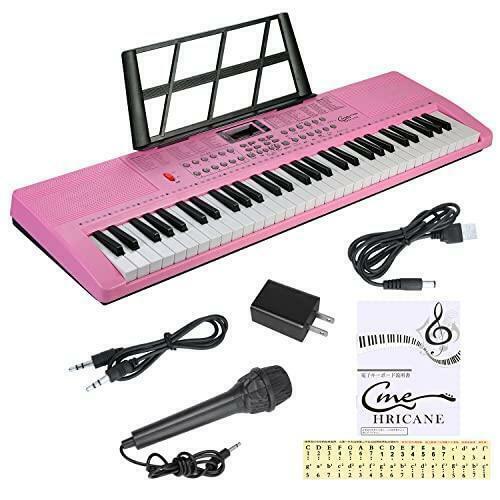 キーボード 電子ピアノ 61鍵盤 200種類音色/リズム 60曲デモ ピンク