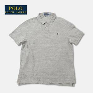 美シルエットのスリムフィット！【 ラルフローレン (XXL 190/108A) 】半袖ポロシャツ グレー 国内正規品 Ralph Lauren