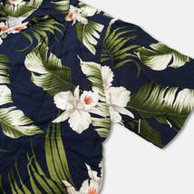 レア！ナイス柄！【 PARADIISE BAY (M) 】アロハシャツ レーヨン100% ハワイ製 USA製 ネイビー パラダイスベイ_画像2