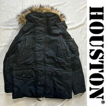 ★サンプル処分 HOUSTON BLACK Lサイズくらい ヒューストン N-3B ミリタリージャケット ライディングジャケット ナイロン A60514-8_画像1