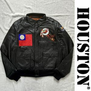 ★アウトレット処分 HOUSTON HTVL-2001 A-2PATCH CUSTUM 01 BLACK Lサイズ ヒューストン レザージャケット 定価58300円 A60509-14