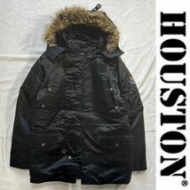 ★サンプル処分 HOUSTON BLACK Lサイズ ヒューストン N-3B ミリタリージャケット ライディングジャケット ナイロン A60514-7_画像1