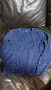 美品！ラルフローレン☆定番ケーブル編み綿セーター、サイズ12～14歳、細身の大人でも！！
