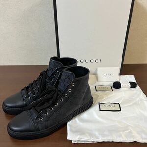 【未使用品】GUCCI グッチ 現行品 GGキャンバス ハイカット スニーカー size 8 メンズ