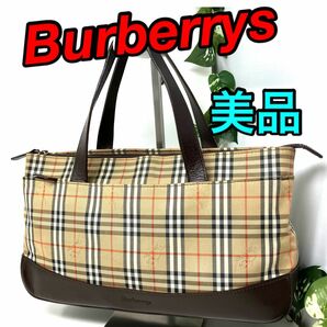 【美品】 Burberrys バーバリーズ トートバッグ ノバチェック ロゴ型押し