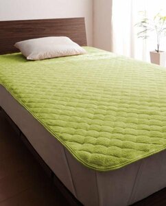  towel ground mattress pad. same color 2 pieces set semi-double size color - moss green / cotton 100% pie ru...