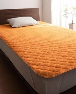  towel ground mattress pad. same color 2 pieces set semi-double size color - Sunny orange / cotton 100% pie ru...