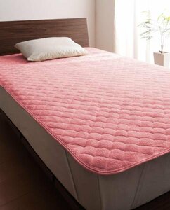 towel ground short mattress pad. same color 2 pieces set semi-double size color - rose pink / cotton 100% pie ru...